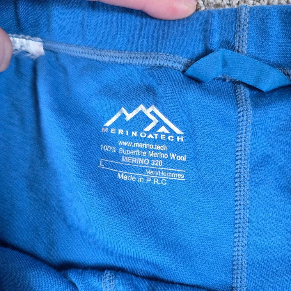 Merino Tech Mens 100% Superfine Merino Wool 320 Base Layer Leggings Blue Large